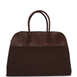 The Row Soft Margaux 15 Bag Brown Saddle, Deep Brown Heavy Felt Silver Hardware - Thumbnail View 4