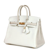 Hermes Special Order (HSS) Birkin 25 White and Trench Clemence Brushed Gold Hardware