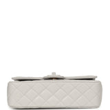 Chanel Small Flap Bag with Top Handle Light Grey Lambskin Lacquered Metal Hardware - Thumbnail View 6