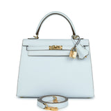 Pre-owned Hermes Kelly Sellier 25 Bleu Brume Epsom Gold Hardware - Thumbnail View 1