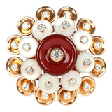 Van Cleef & Arpels Bouton D’or Ring Carnelian, Mother Of Pearl 18K Rose Gold Hardware & Diamonds