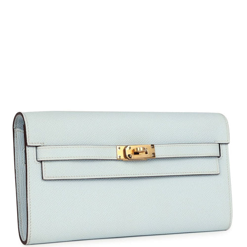 Hermes Kelly Wallet To Go Bleu Brume Gold Hardware