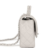 Chanel Small Flap Bag with Top Handle Light Grey Lambskin Lacquered Metal Hardware - Thumbnail View 4