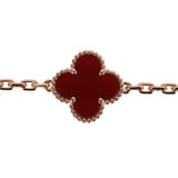 Van Cleef & Arpels Vintage Alhambra 5 Motif Bracelet 18k Rose Gold & Carnelian