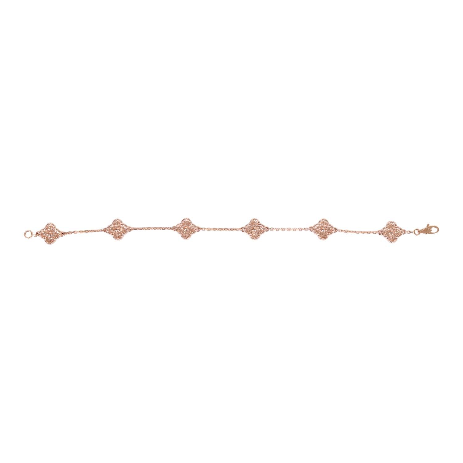 Van Cleef & Arpels Sweet Alhambra 18k Rose Gold 6 Motif Bracelet