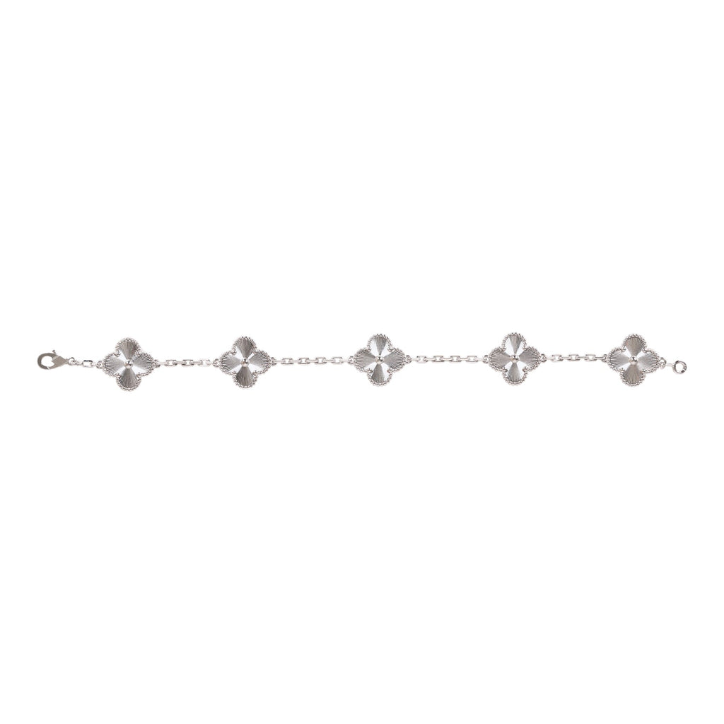 Van Cleef & Arpels Vintage Alhambra Bracelet, 5 Motifs - Rhodium-Plated 18K  White Gold Link, Bracelets - VAC30554