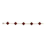 Van Cleef & Arpels Vintage Alhambra Carnelian Bracelet 5 Motifs Yellow Gold