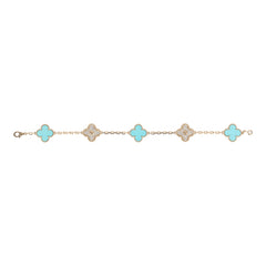 Van Cleef & Arpels Vintage Alhambra Diamond and Turquoise Bracelet