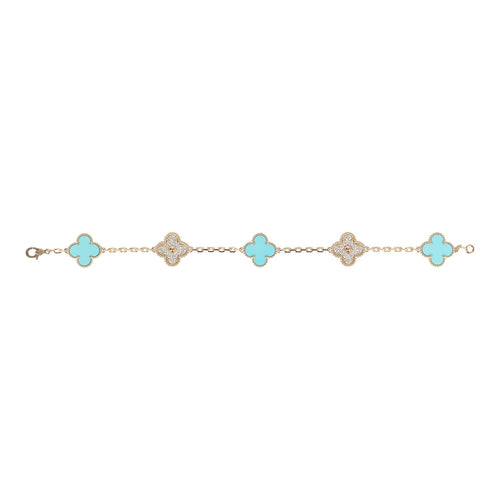 Copy of Van Cleef & Arpels Vintage Alhambra Diamond and Turquoise Bracelet
