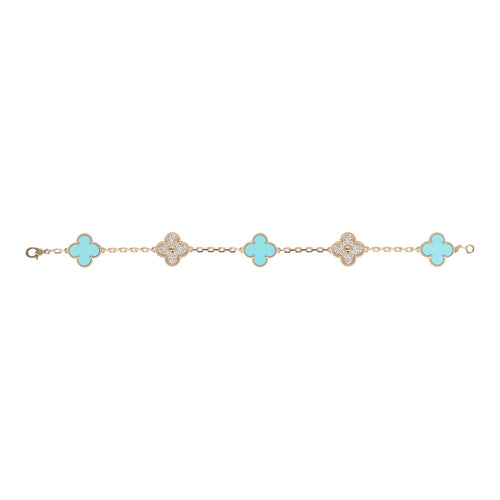 Van Cleef & Arpels Vintage Alhambra Diamond and Turquoise Bracelet