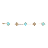 Van Cleef & Arpels Vintage Alhambra Diamond and Turquoise Bracelet