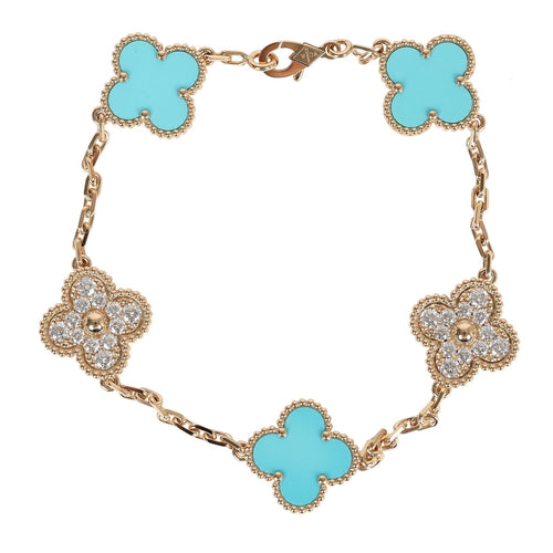 Copy of Van Cleef & Arpels Vintage Alhambra Diamond and Turquoise Bracelet