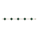 Pre-owned Van Cleef & Arpels Vintage Alhambra 5 Motif Bracelet Malachite 18K Yellow Gold