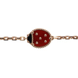 Van Cleef & Arpels Lucky Spring 5 Motif Bracelet Carnelian, Mother of Pearl & Onyx 18K Rose Gold