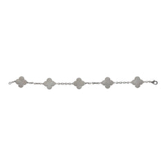 Van Cleef & Arpels Vintage Alhambra 5 Motif Bracelet Mother of Pearl 18K White Gold Hardware