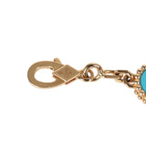 Van Cleef & Arpels Vintage Alhambra 5 Motif Bracelet Turquoise Diamonds & 18K Yellow Gold Hardware