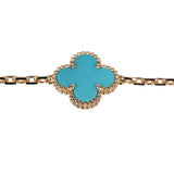 Van Cleef & Arpels Vintage Alhambra 5 Motif Bracelet Turquoise Diamonds & 18K Yellow Gold Hardware