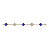 Van Cleef & Arpels Vintage Alhambra 5 Motif Bracelet Lapis Lazuli Diamonds & 18K Yellow Gold Hardware Payment 1 of 2