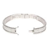 Pre-owned Van Cleef & Arpels Medium Perlee Bracelet Diamonds & 18K White Gold Hardware