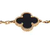 Van Cleef & Arpels Vintage Alhambra 5 Motif Bracelet Onyx 18K Yellow Gold