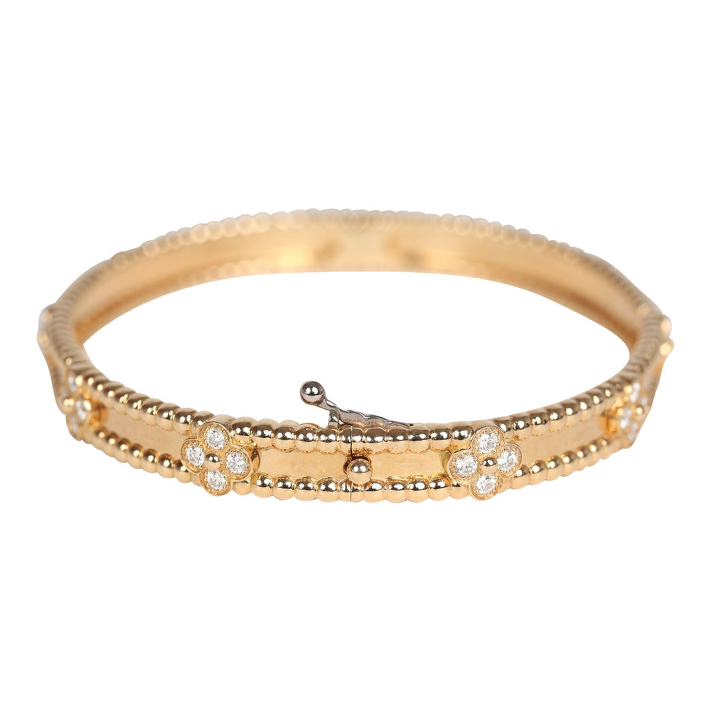 Van Cleef Arpels Small Perlee Sweet Clovers Bracelet Diamonds 18K