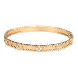 Van Cleef & Arpels Small Perlee Sweet Clovers Bracelet Diamonds & 18K Yellow Gold Hardware