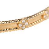 Van Cleef & Arpels Small Perlee Sweet Clovers Bracelet Diamonds & 18K Yellow Gold Hardware