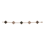 Van Cleef & Arpels Vintage Alhambra 5 Motif Bracelet Mother of Pearl Diamonds & 18K Rose Gold Hardware