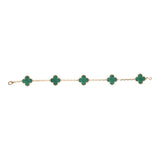 Van Cleef & Arpels Vintage Alhambra 5 Motif Bracelet Malachite 18K Yellow Gold