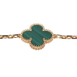 Van Cleef & Arpels Vintage Alhambra 5 Motif Bracelet Malachite 18K Yellow Gold