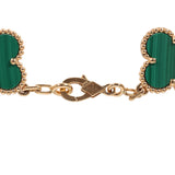 Van Cleef & Arpels Vintage Alhambra 5 Motif Bracelet Malachite 18K Yellow Gold