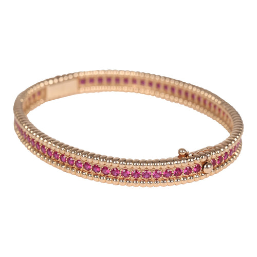 Van Cleef & Arpels X-Small Perlee Ruby Bracelet Diamonds & 18K Rose Gold Hardware