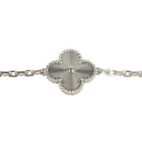 Van Cleef & Arpels Vintage Alhambra 5 Motif Bracelet Guilloché 18K White Gold Hardware