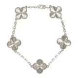Van Cleef & Arpels Vintage Alhambra 5 Motif Bracelet Guilloché 18K White Gold Hardware