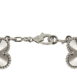 Van Cleef & Arpels Vintage Alhambra 5 Motif Bracelet Guilloché 18K White Gold Hardware
