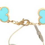 Van Cleef & Arpels Vintage Alhambra 5 Motif Bracelet Turquoise Diamonds & 18K Yellow Gold Hardware