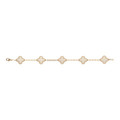 Van Cleef & Arpels Vintage Alhambra Rock Candy Crystal Bracelet 5 Motifs 18K Yellow Gold