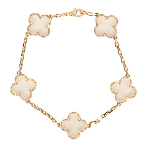 Van Cleef & Arpels Vintage Alhambra Rock Candy Crystal Bracelet 5 Motifs 18K Yellow Gold