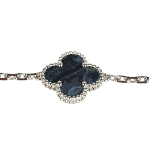 Van Cleef & Arpels Vintage Alhambra 5 Motif Bracelet Pietersite 18K White Gold