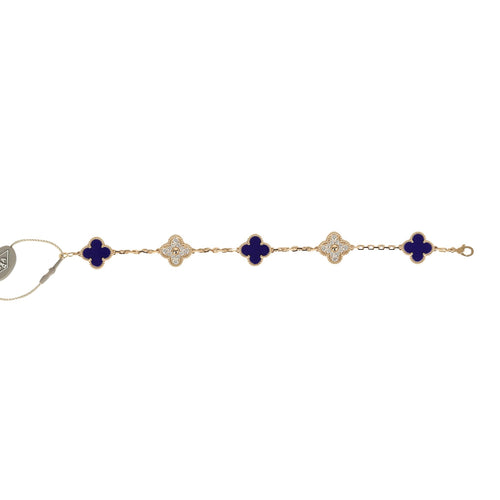 Van Cleef & Arpels Limited Edition "Vendome" Vintage Alhambra Diamond Bracelet and Blue Sevres Porcelain