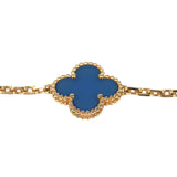 Pre-owned Van Cleef & Arpels Vintage Alhambra 5 Motif Bracelet Blue Agate 18K Yellow Gold Hardware