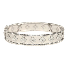 Van Cleef & Arpels Small Perlee Diamond Bracelet 18K White Gold Hardware & Diamonds