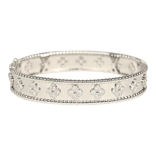 Van Cleef & Arpels Small Perlee Diamond Bracelet 18K White Gold Hardware & Diamonds