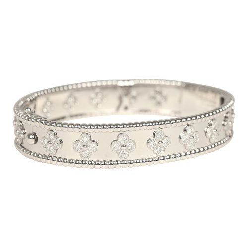 Van Cleef & Arpels Small Perlee Diamond Bracelet 18K White Gold Hardware & Diamonds