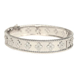 Van Cleef & Arpels Small Perlee Diamond Bracelet 18K White Gold Hardware & Diamonds