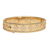 Pre-owned Van Cleef & Arpels Medium Perlee Diamond Bracelet 18K Yellow Gold Hardware