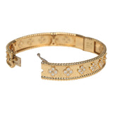 Pre-owned Van Cleef & Arpels Medium Perlee Diamond Bracelet 18K Yellow Gold Hardware