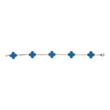 Pre-owned Van Cleef & Arpels Vintage Alhambra 5 Motif Bracelet Blue Agate 18K White Gold Hardware - Thumbnail View 2