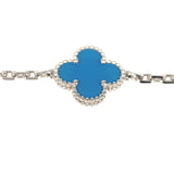 Pre-owned Van Cleef & Arpels Vintage Alhambra 5 Motif Bracelet Blue Agate 18K White Gold Hardware - Thumbnail View 3