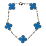 Pre-owned Van Cleef & Arpels Vintage Alhambra 5 Motif Bracelet Blue Agate 18K White Gold Hardware - Thumbnail View 1